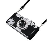Awsaccy Emily in Paris Coque pour iPhone 13 6,1" Appareil Photo Case Vintage Housse 3D Cool Design Unique Silicone Case avec lanière de Cou Amovible pour Filles et Femmes Noir