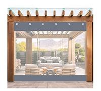 AWSAD Extérieur Rideau Bâche,Transparent Rideau de Pluie de Balcon PVC Étanche 0.5mm,Rideaux Imperméables,avec Perforé pour Gazebo,Porche,Pergola (Color : Gray, Size : 8.5x3m)