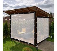 AWSAD Rideau Transparent Étanche pour Extérieur,Imperméable Bâche Plastique PVC Rideau de Pluie de Balcon,avec Oeillets pour Pergola,Porche,Tonnelle (Color : Transparent, Size : 6mx8m)