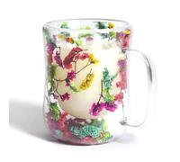 AWSOLAR 400ml Tasses à Café en Verre Avec Fleurs Séchées, Tasse à Thé Double Paroi Isolantes, Cadeaux pour Femmes, Mères, Epouses, Enseignantes, Amies