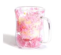 AWSOLAR 400ml Tasses à Café en Verre Avec Fleurs Séchées, Tasse à Thé Double Paroi Isolantes, Cadeaux pour Femmes, Mères, Epouses, Enseignantes, Amies