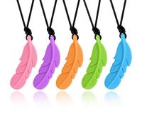 AWSOLAR 5 PCS Machouilleur Enfant en Silicone, Collier a Macher Enfant TDAH pour Enfants et Souffrant de Dentition, Autisme