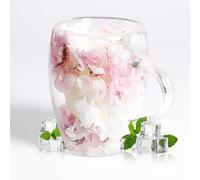 AWSOLAR Tasse Double Paroi, 350ML Verre Double Paroi, Tasses Double Paroi avec Fleurs Séchées Pour Cappuccino, Expresso, Latte, für Mama Freundin Lehrerin