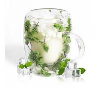 AWSOLAR Tasse Double Paroi, 350ML Verre Double Paroi, Tasses Double Paroi avec Fleurs Séchées Pour Cappuccino, Expresso, Latte, für Mama Freundin Lehrerin