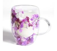 AWSOLAR Tasse Double Paroi, 350ML Verre Double Paroi, Tasses Double Paroi avec Fleurs Séchées Pour Cappuccino, Expresso, Latte, für Mama Freundin Lehrerin