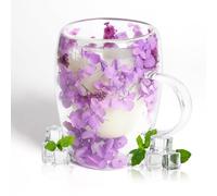 AWSOLAR Tasse Double Paroi, 350ML Verre Double Paroi, Tasses Double Paroi avec Fleurs Séchées Pour Cappuccino, Expresso, Latte, für Mama Freundin Lehrerin
