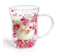 AWSOLAR Tasses Double Paroi avec Fleurs Séchées, 300ML Tasse Double Paroi, Tasse Cappuccino, Verre Latte Macchiato für Mama Freundin Lehrerin