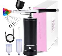 Awsuc Kit aérographe sans Fil avec compresseur, Mini Pistolet aérographe Portable, aérographe Rechargeable pour Ongles, Peinture de modèle Noir