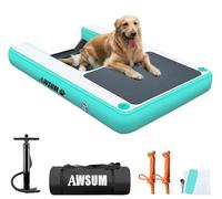 AWSUM 150x100x15cm Rampe d'eau Gonflable pour Chien Watersports Planche pour Chiot Planche Gonflable avec Tapis antidérapant pour Piscine et Lacs