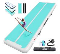AWSUM Tapis de Gym Gonflable 300x100x10CM Tapis Gym Gonflable Gymnastique d'entraînement de Sport avec Pompe à Air Électrique À la maison pour l'extérieur 3 Mètres 10CM Epais Noir Vert