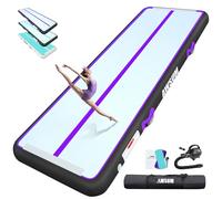 AWSUM Tapis Gym Gonflable 300x100x20CM Tapis de Gym Gonflable de Gymnastique d'entraînement Sport avec Pompe à Air Électrique À la maison pour l'extérieur Cheerleading 3 Mètres 20cm Epais Violet Noir