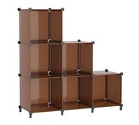 AWTATOS Cube de rangement empilable en plastique pour chambre à coucher, bureau à domicile, marron cacao