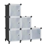 AWTATOS Cube de Rangement Organiseur avec Portes, étagère empilable à 6 Cubes pour Chambre à Coucher, étagère de Rangement modulaire, Solution de Rangement idéale pour la Maison, Le Salon, Noir