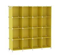 AWTATOS Cube Storage Organizer, Storage Cubes Shelves, 16 Cube Closet Organizers and Storage, DIY Stackable Bookshelf Plastic Clothes Organizer Shelving for Bedroom, Home, Yellow