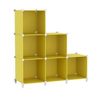 AWTATOS Cube Storage Organizer, Storage Cubes Shelves, 6 Cube Closet Organizers and Storage, DIY Stackable Bookshelf Plastic Clothes Organizer Shelving for Bedroom, Home, Yellow