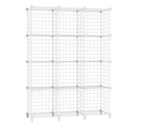 AWTATOS Étagère Cube Étagère Modulable Meuble 12 Étagères Métalliques de Rangement pour Bureau, Salon et Chambre, Blanc USCIH12WE