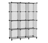 AWTATOS Étagère Cube Étagère Modulable Meuble 12 Étagères Métalliques de Rangement pour Bureau, Salon et Chambre, Noir USCIH12BE