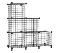 AWTATOS Étagère Modulable Meuble Cube 6 Étagères Métalliques de Rangement pour Bureau, Salon et Chambre, Noir USCIH06BE