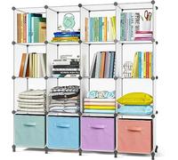 AWTATOS ULPZ016 Armoire avec 16 Cubes, Étagère de Rangement en Plastique Polypropylène pour Enfants et Jouets, Pliante, Blanc