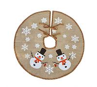 Awtlife Jupe d’arbre de Noël en toile de jute, 76,2 cm pour décoration de Noël festif, motif de Père Noël et d’un élan en train d’envoyer des cadeaux.