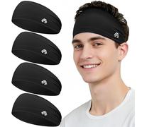 Awumbuk Bandeau Cheveux Homme Sport Élastique - 4 Pcs Serre Tête Anti Transpiration Respirant, pour Running Fitness Tennis Cyclisme Yoga (Noir)