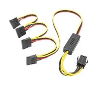 Awwertse 1 PCS Carte Graphique 6PIN vers Câble d'alimentation pour Disque Dur Noir & Jaune & Rouge 12V vers Câble d'alimentation pour Disque Dur Stabilisation de Tension Abaisseur