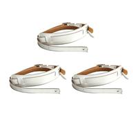 Awwertse 3X Cuir et Boucle en Métal Sangle de Guitare Électrique Ceinture Épaulière Réglable Sangles de Guitare Vintage-Couleur Blanche