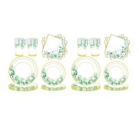Awwertse Ensemble D'Assiettes en Carton Vert pour 48 Personnes, Ensemble D'Assiettes et Gobelets en Papier Vert Sauge pour Fournitures de Fête d'anniversaire, Mariage