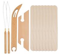 Awwertse Ensemble de 12 Métiers à Tricoter en Bois avec Navettes, Kit de Tissage Biseauté pour Les Amateurs de Tissage