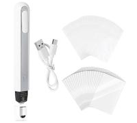 Awwertse Kit de 47 Pièces pour Aplatir les Cartes: 1 Stylo Thermique Blanc Réducteur de Plis, 25 Feuilles de Papier Chauffant, 20 Feuilles Chauffantes et 1 Câble de Chargement USB