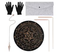 Awwertse Kit de 6 Outils de Divination Comprenant des de Sourcier, un Pendule en Cuivre et une Planche de Sourcier pour la Recherche D'Eau et la Détection D'Or
