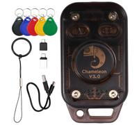 Awwertse Lecteur de Puces RFID Chameleon V3.0 + Émulateur de Carte à Puce Porte-Clés 5XUID, Copieur D'Étiquettes IC 125K 13,56M, Lecteur/Graveur NFC