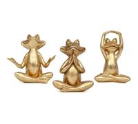 Awwertse Lot de 3 Figurines de Grenouilles Dorées pour Décoration de Yoga - Statues de Grenouilles pour la Chambre, Le Bureau, la Table, Bibliothèque, Les Étagères - Sculptures Décoratives