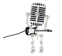 Awwertse Mic Robot, Lampe de Table de Style Rétro avec Microphone et Robot, Veilleuse Tenant Une Guitare, Lampe de Bureau Vintage avec Microphone et Robot, Noire