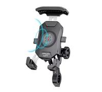 Awwertse Support de Téléphone pour Moto en Aluminium Antivol, Support en Métal pour Moto, Mise à Niveau du Support de Téléphone pour Vélo avec Charge sans de 15W et Charge USB C de 20W