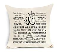 Awyuan 40e Anniversaire Housse de Coussin Cadeau Décoratif Créatif Idéal pour Les Femmes Hommes Maman Papa Ami Sœur Frère Collègue Épouse Époux Professeur Collègue Cadeau d'anniversaire (40)