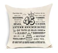 Awyuan 45e Anniversaire Housse de Coussin Cadeau Décoratif Créatif Idéal pour Les Femmes Hommes Maman Papa Ami Sœur Frère Collègue Épouse Époux Professeur Collègue Cadeau d'anniversaire
