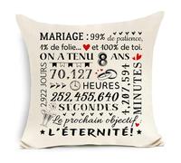 Awyuan Cadeau pour Le 8e Anniversaire de Mariage Housse de Coussin Anniversaire pour Femme et Mari 8 Ans de Mariage Cadeau Romantique pour Les Couples Hochzeitstag Kissenbezug
