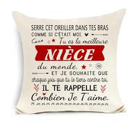 Awyuan Cadeau pour ma nièce Serre cet Oreiller dans tes Bras comme si c'était Moi Housse de Coussin décorative pour la Maison Cadeau d'anniversaire de Noël ou de Remise de diplôme pour ma nièce