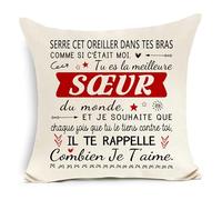 Awyuan Cadeau pour ma sœur Serre cet Oreiller dans tes Bras comme si c'était Moi Housse de Coussin décorative pour ma sœur Cadeau d'anniversaire, de Noël ou de Remise de diplôme