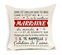 Awyuan Cadeau pour Marraine Serre cet Oreiller dans tes Bras comme si c'était Moi Housse de Coussin décorative pour Marraine Cadeau d'anniversaire ou de Noël