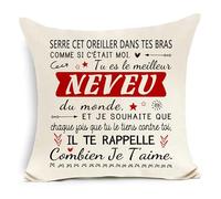 Awyuan Cadeau pour Mon Neveu Serre cet Oreiller dans tes Bras comme si c'était Moi Housse de Coussin décorative pour l'anniversaire de Mon Neveu Noël ou Remise de diplôme