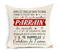 Awyuan Cadeau pour Parrain Serre cet Oreiller dans tes Bras comme si c'était Moi Housse de Coussin décorative pour Parrain Cadeau d'anniversaire ou de Noël