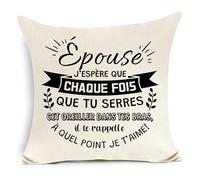 Awyuan Épouse J'espère Que Chaque Fois Que tu serres cet Oreiller dans tes Bras Housse de Coussin pour Épouse Anniversaire Cadeau de Noël Cadeau d'anniversaire (Épouse-a)