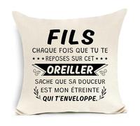 Awyuan Fils Chaque Fois Que tu Te reposes sur ce Oreiller Housse de Coussin pour Fils Anniversaire Graduation Cadeau de Noël (Fils-b)