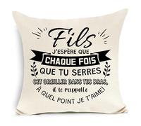 Awyuan Fils J'espère Que Chaque Fois Que tu serres cet Oreiller dans tes Bras Housse de Coussin pour Fils Anniversaire Graduation Cadeau de Noël (Fils-a)