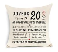 Awyuan Housse Coussin Souvenir 20 Ans Cadeau pour Le 20e Anniversaire