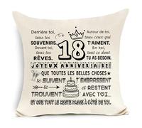 Awyuan Housse de Coussin Commémorative 18e Anniversaire Cadeau Décoratif Créatif Idéal pour Les Filles Fils Petites-Filles Petits-Fils Nièces Neveux Sœurs Cousins Frères et Amis Cadeau d'anniversaire