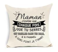 Awyuan Maman J'espère Que Chaque Fois Que tu serres cet Oreiller dans tes Bras Housse de Coussin pour Maman Anniversaire Cadeau de Noël Cadeau de fête des mères (Maman-a)