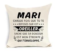 Awyuan Mari Chaque Fois Que tu Te reposes sur cet Oreiller Housse de Coussin pour Mari Anniversaire Cadeau de Noël Cadeau d'anniversaire (Mari-b)